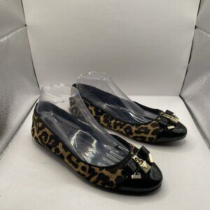 MICHAEL KORS Alice Ballet Flats size 9.5M cheetah print bows EUC E9